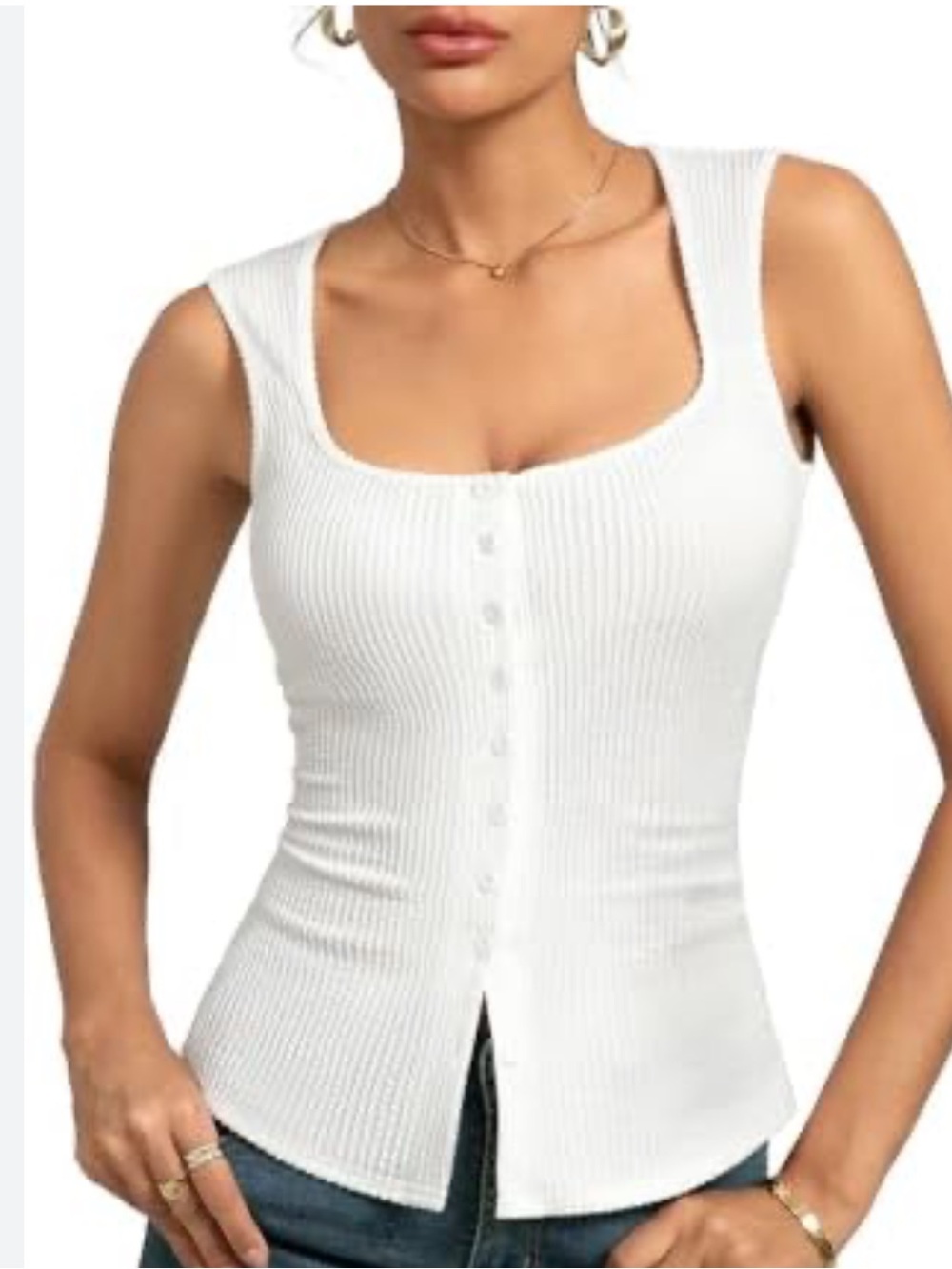 Kate Kasin Black Ribbed Tank Top